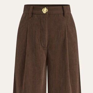 Commense Corduroy Wide-Leg Pleated Pants Size Small